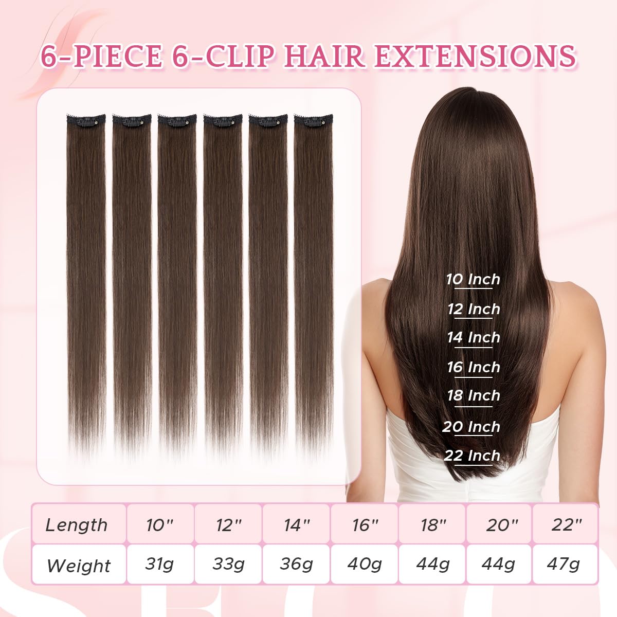 Clips In Short Hair Extensions Real Human Hair 2R Darkest Brown Clip Ins Seamless Highlights Straight Hairpiece For Women,6 Pieces 12 inch 33g