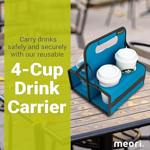 Miniatura 2 de meori Portabebidas reutilizable para 4 tazas, portador de tazas para llevar, plegable, portador de café con asa para vino, cócteles, organizador