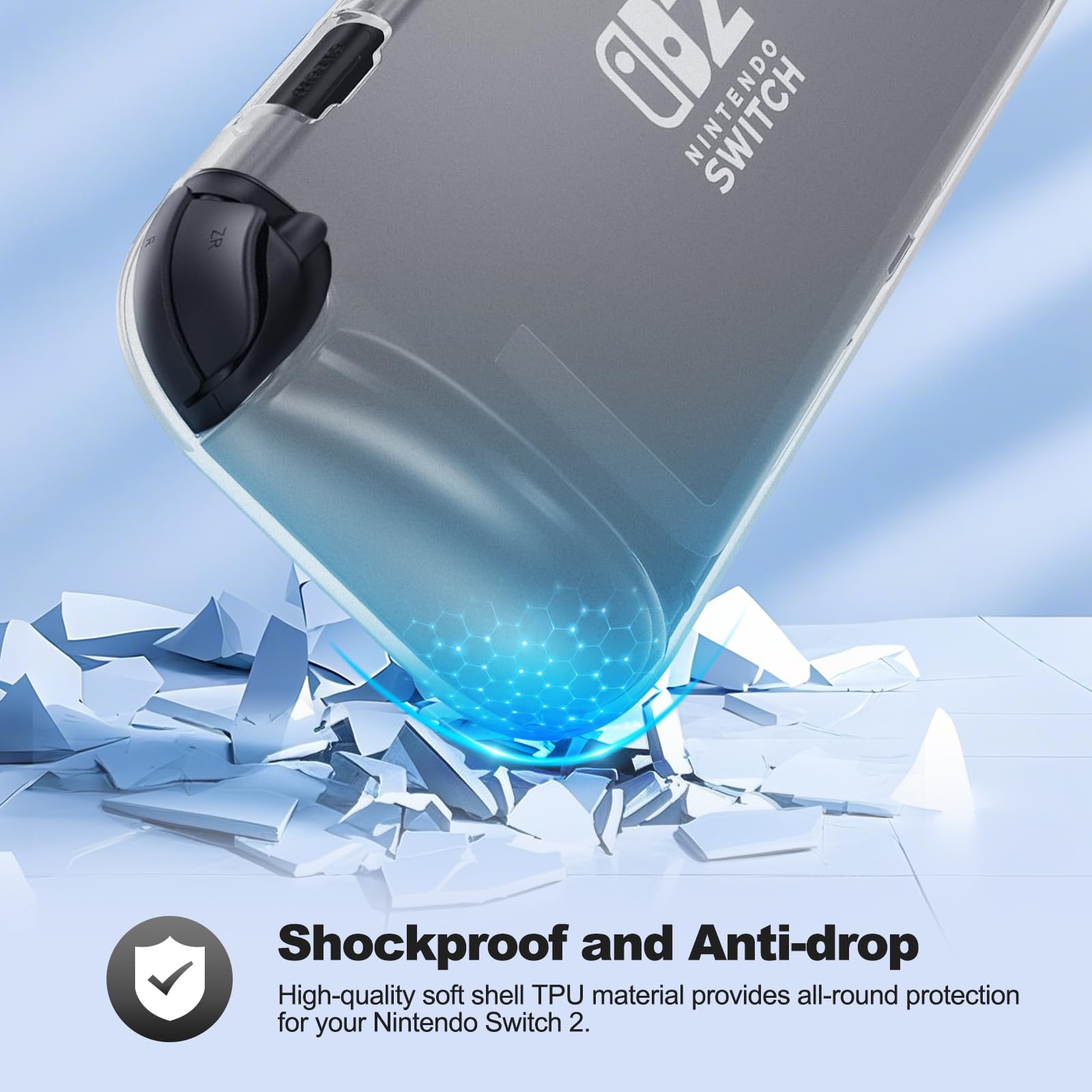 Gdraco Coperchio protettivo trasparente per Nintendo Switch 2 Design integrato Coperchio in TPU resistente ai graffi e agli urti Coperchio trasparente