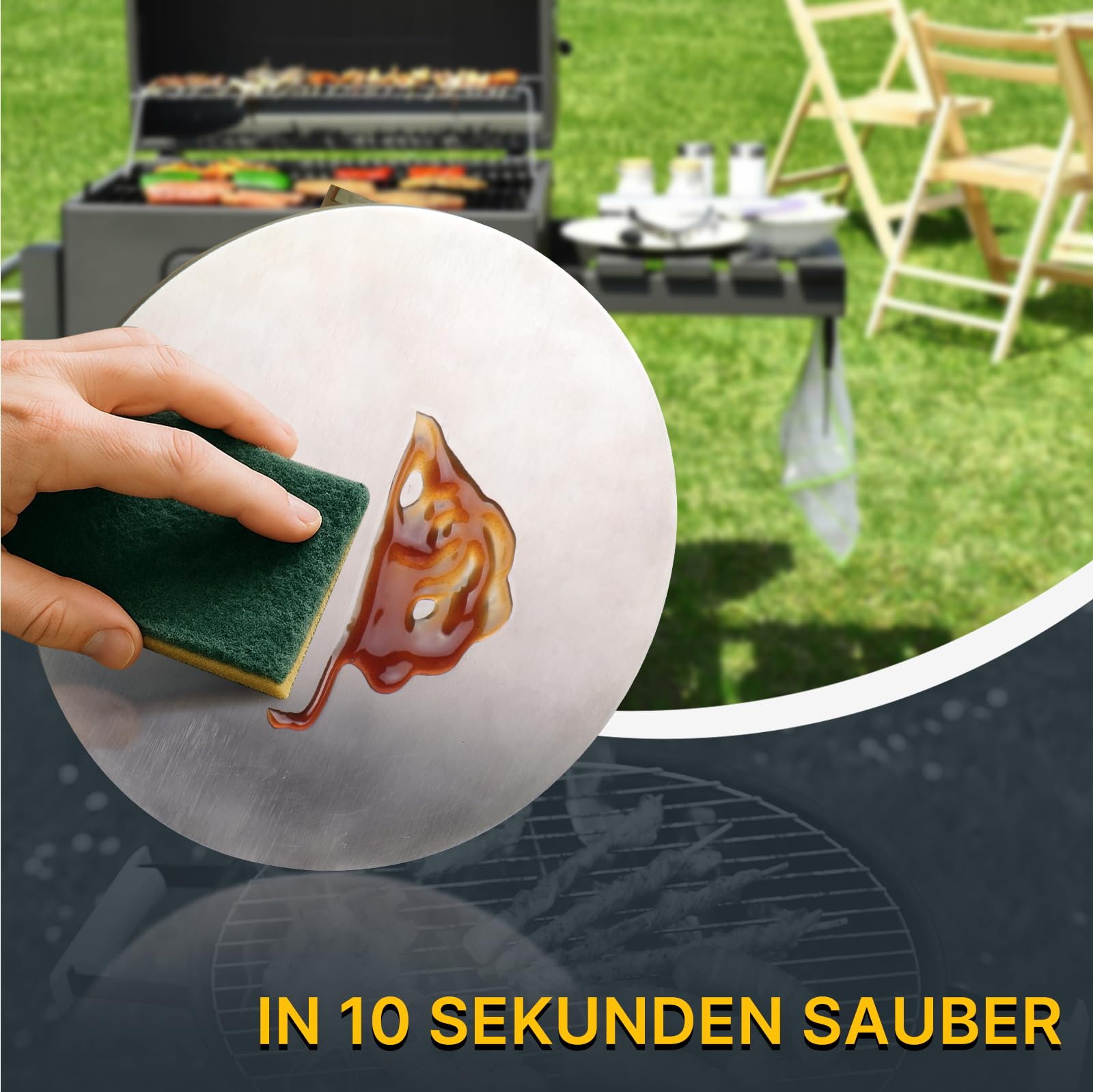 Smash Burgerpresse aus Edelstahl mit Holzgriff, 17 cm Rund, 1 kg | Burger Smasher für Grillfans, kompakt für Steak und Bacon, leicht zu reinigen, für Grill und Pfanne, flache Pressfläche
