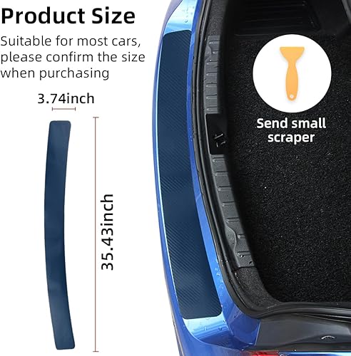 Miniatura 2 de Ziciner Protector protector de parachoques trasero de automóvil, fibra de carbono antiarañazos, calcomanía de tira de protección para umbral de