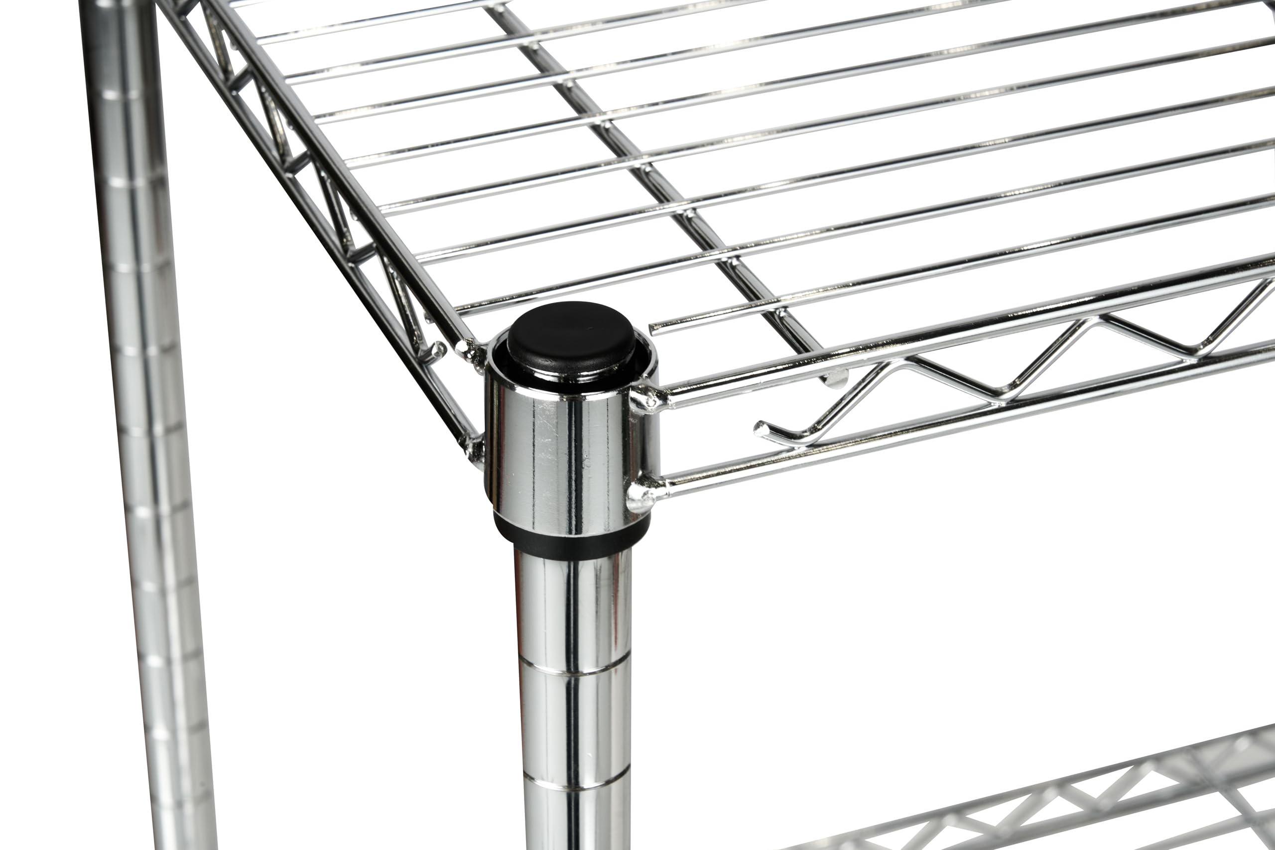 Floordirekt | Everest | Étagère de Rangement multifonctionnelle | Idéale pour la Cuisine, la Salle de Bains | Capacité de Charge : 70 kg par étagère | Chrome, 60 x 35 x 90 cm | 3 étagères