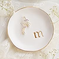 COLLECTIVE HOME Ceramic Jewelry Tray 4.75" White - Decorative Trinket Dish for Rings Earrings Keys - Ideal Gift for Women Birthday Mother's Day