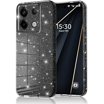 Mobile Phone Case for Xiaomi Redmi Note 13 Pro 4G / Poco M6 Pro Glitter Silicone TPU Anti-Fingerprint Case Shockproof Protective Case Thin and Scratch-Resistant Protective Case for Redmi Note 13 Pro 4G Black