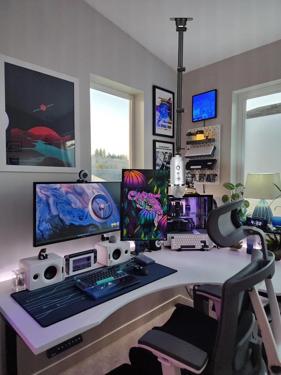 Ceiling/Wall Microphone Mount Holder Stand compatible with Shure SM58 MV7X SM7DB MV6 PGA48 MV7+ SM57 SM4 Microphones