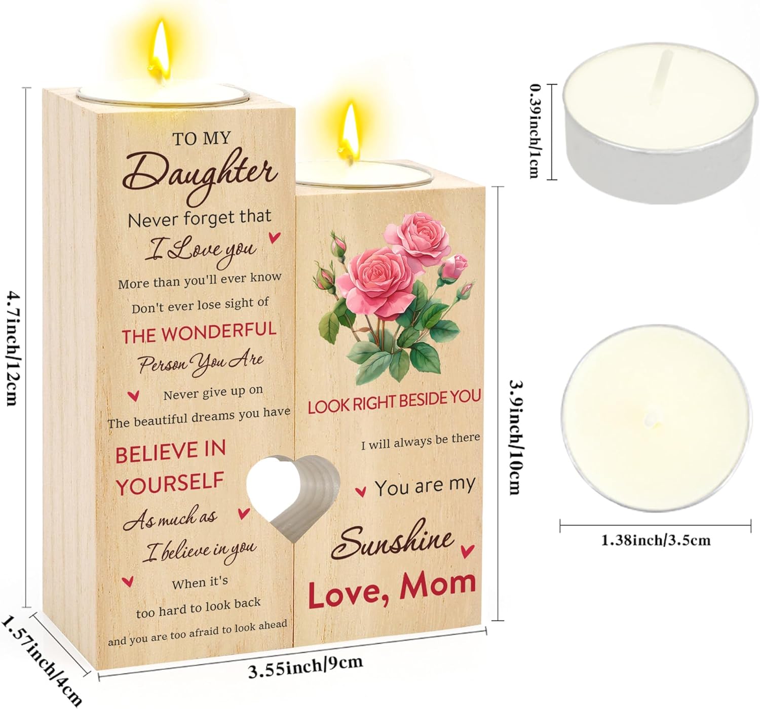 Daughter Birthday Gifts for Daughters Adult - Daughter Gifts from Mom Dad Candle Holder Candlestick Funny Christmas Graduation Valentine's Day for Daughters - Image 3
