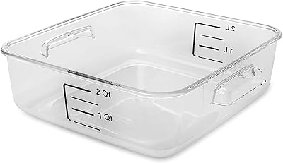 Rubbermaid Commercial Products Plastic Space Saving Square Food Storage Container For Kitchen/Sous Vide/Food Prep, 2 Quar...