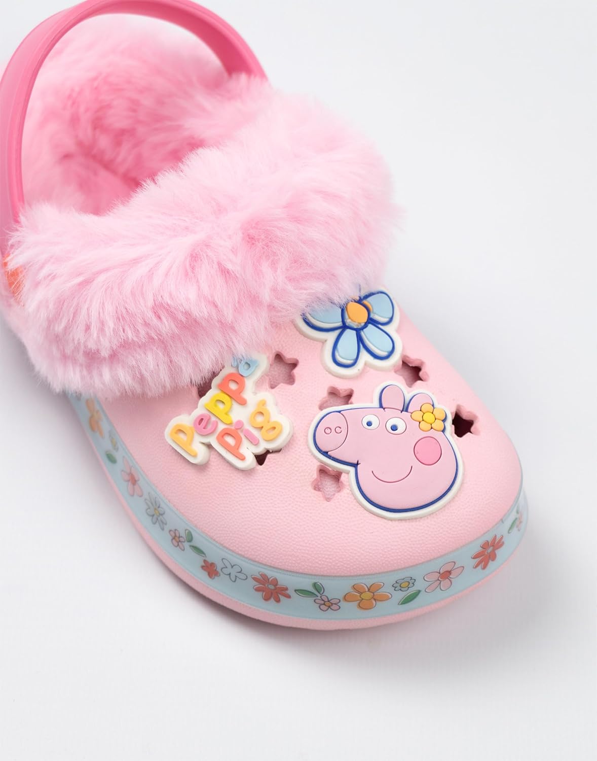 Peppa Pig Girls Pink Clogs | Fur Lined Slippers for Everyday Wear | Soft Faux Fur Comfort Footwear