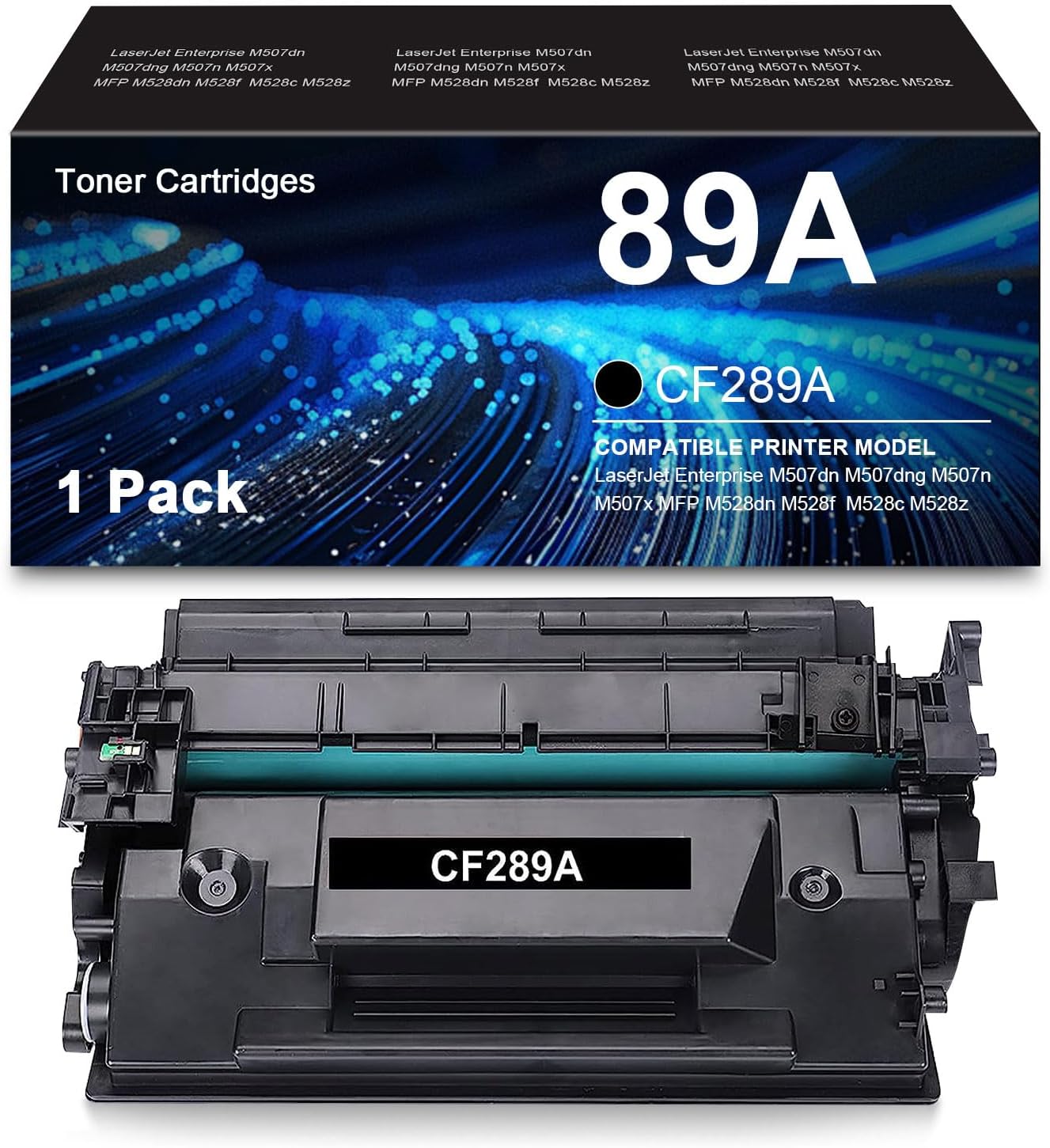 89A Toner Cartridge 1-Pack Compatible for HP 89 89A Black Toner Cartridges CF289A 89X CF289X for LaserJet Enterprise M507n M507dn M507x M507dng MFP M528dn M528f M528c M528z Printer (with Chip)