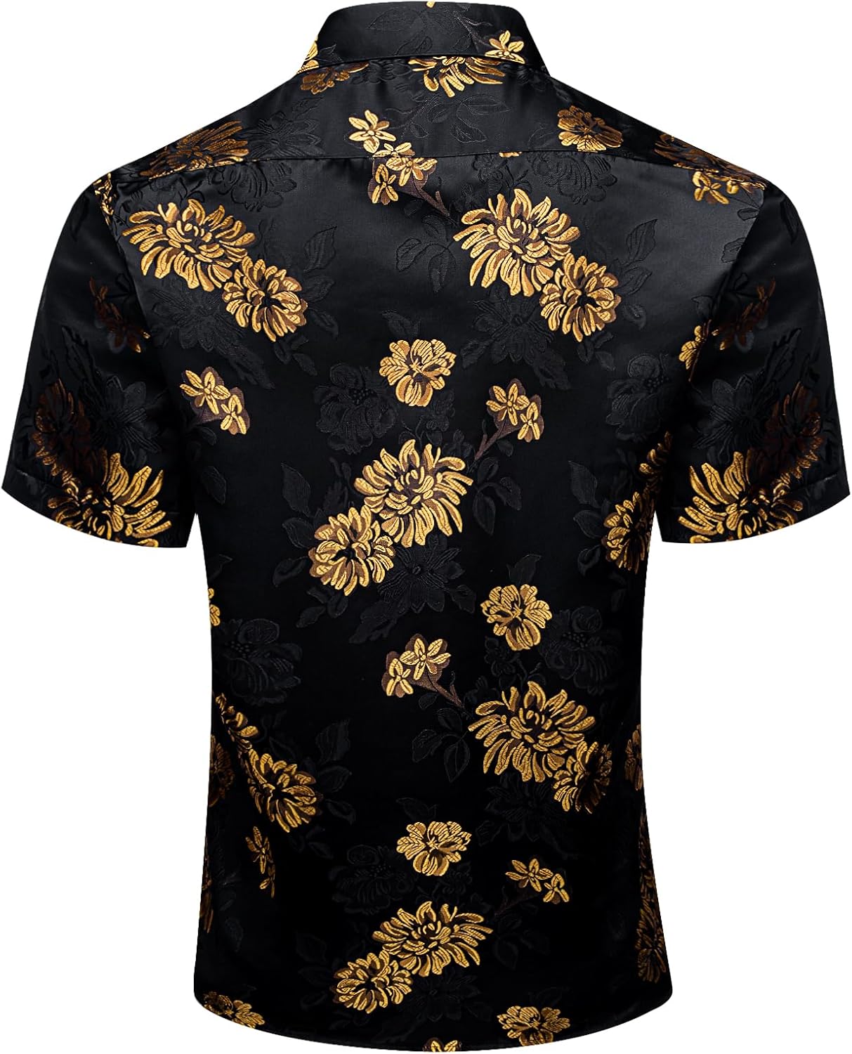 DiBanGu Men's Short Sleeve Shirts Silk Paisley Floral Dress Shirt Button Down Shirts Tropical Holiday Beach Shirts