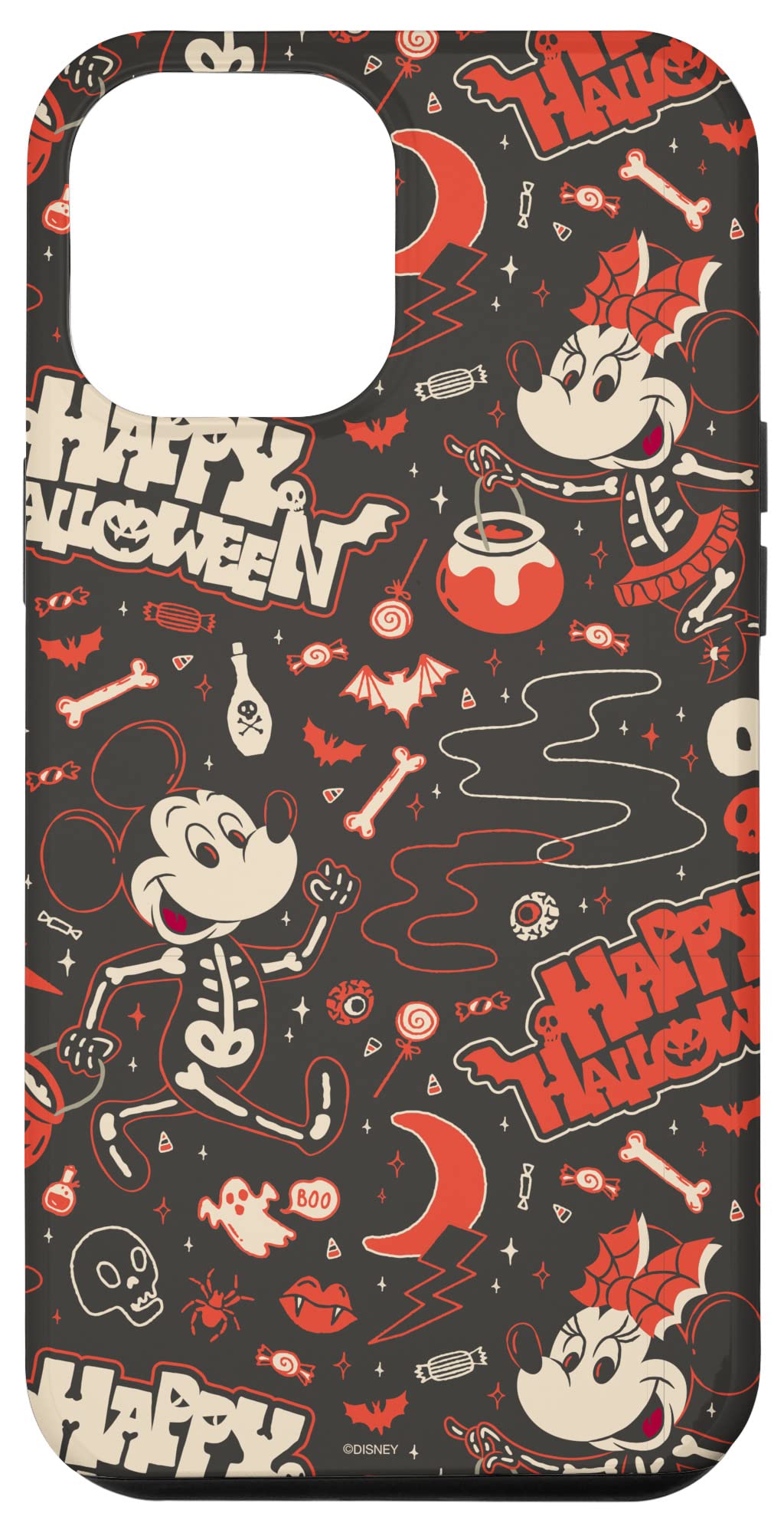 iPhone 14 Pro Max Disney Mickey Mouse & Minnie Mouse Happy Halloween Skeletons Case