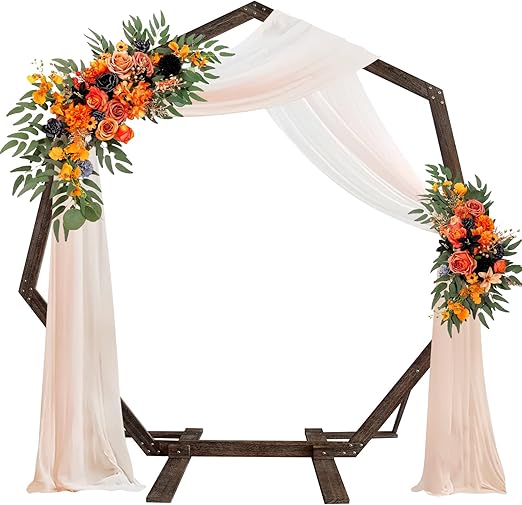 Wooden Wedding Arch, 7.2FT Heptagonal Wood Wedding Arches