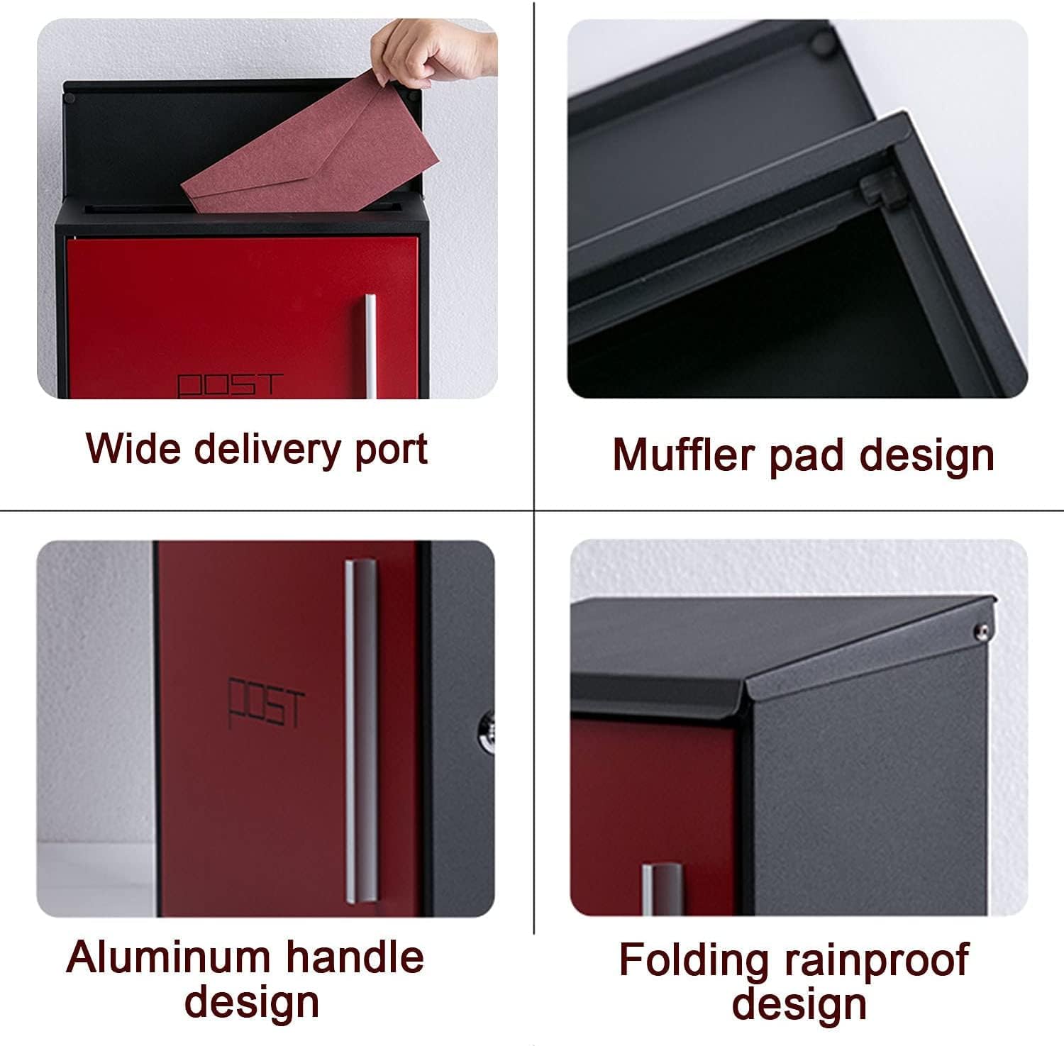 REMYS Suggestion Box Ballot Box Drop Box Locking Security Mailbox, Modern Wall Mount Mailboxes, with Key Lock Mailboxes Heavy Duty Drop Box for Outside Home Decorative & Office (Color : White - a)