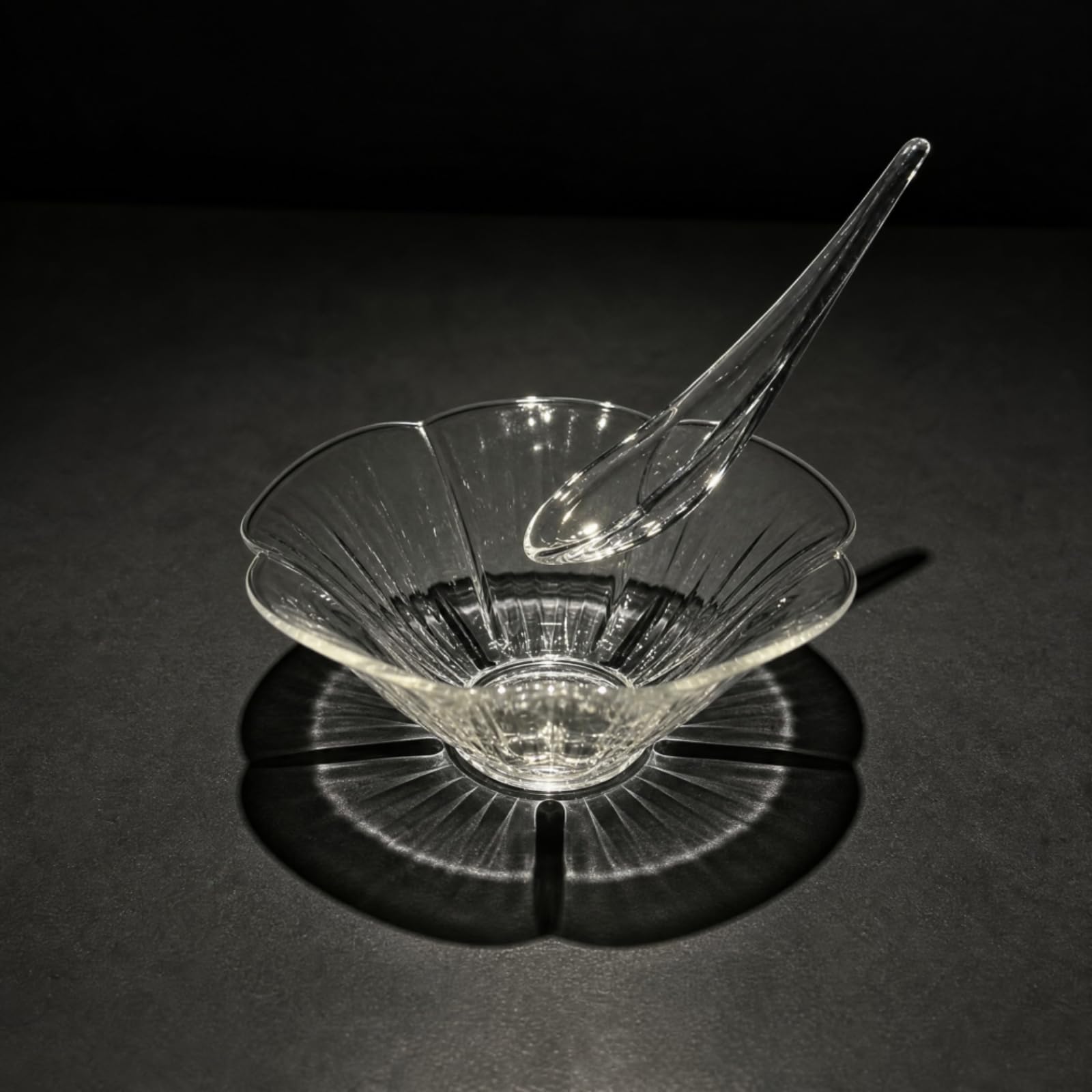 Insalatiera in con Bordo a Petali Ciotola in Trasparente Moderno per Buffet, Ristorante