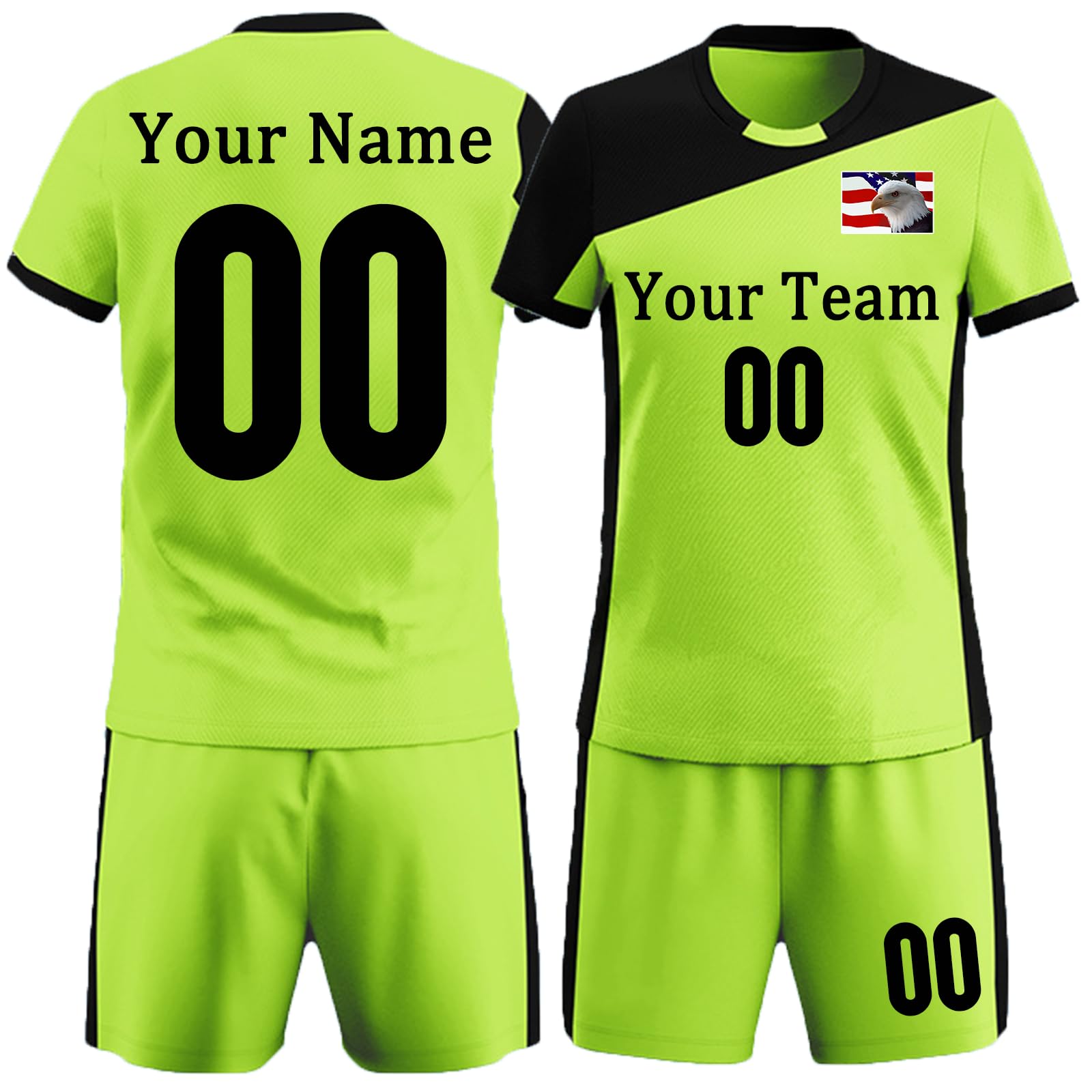 Custom Volleyball Jersey with Name Number Team for Girl Women Personalized Volleyball Shirt and Shorts for Boy Men (US, Alpha, X-Small, Regular, Regular, Men Fluorescent Green)