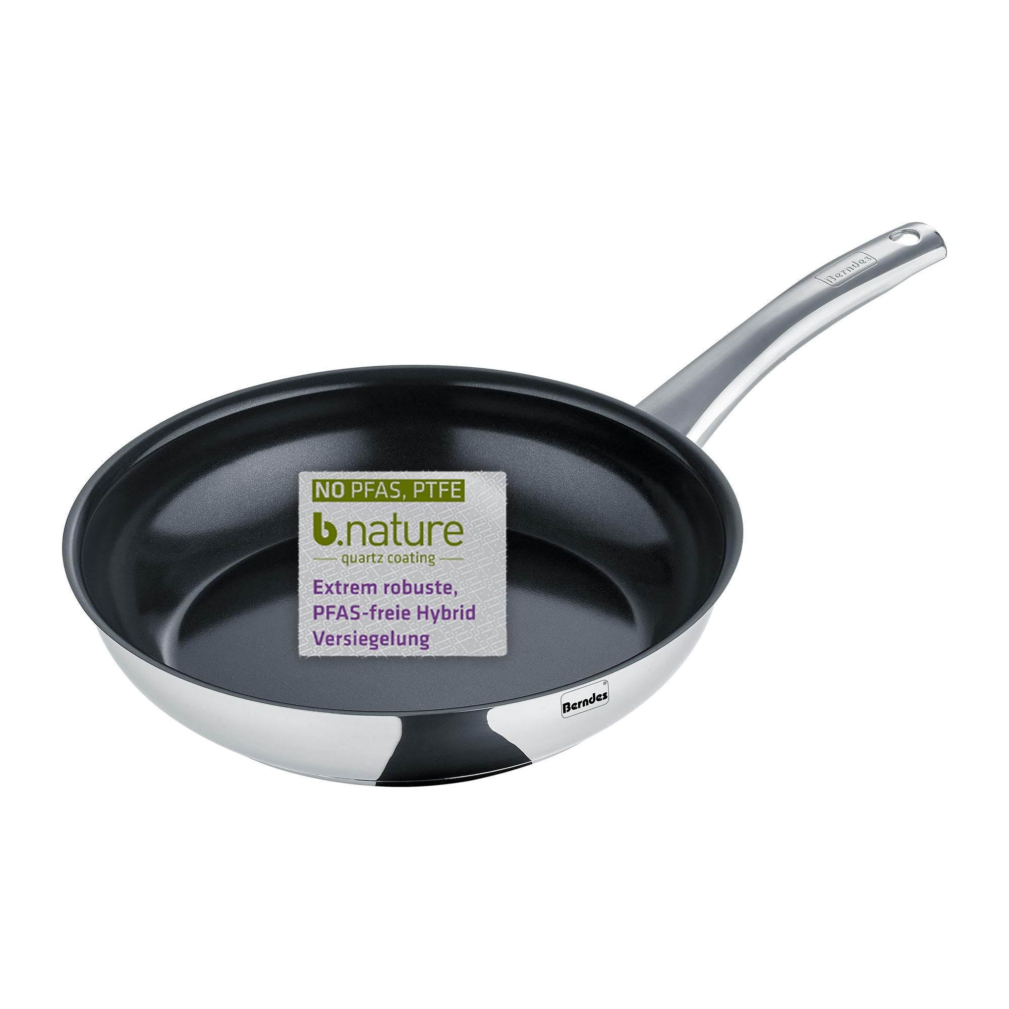 Berndes Bratpfanne 28 cm Napoli – allherdtauglich - langlebiger Antihafteffekt - Edelstahl Pfanne - Quarz-Versiegelung - Kapselboden mit Aluminiumkern - schnelle Hitzeverteilung – ofenfest - PFAS-frei