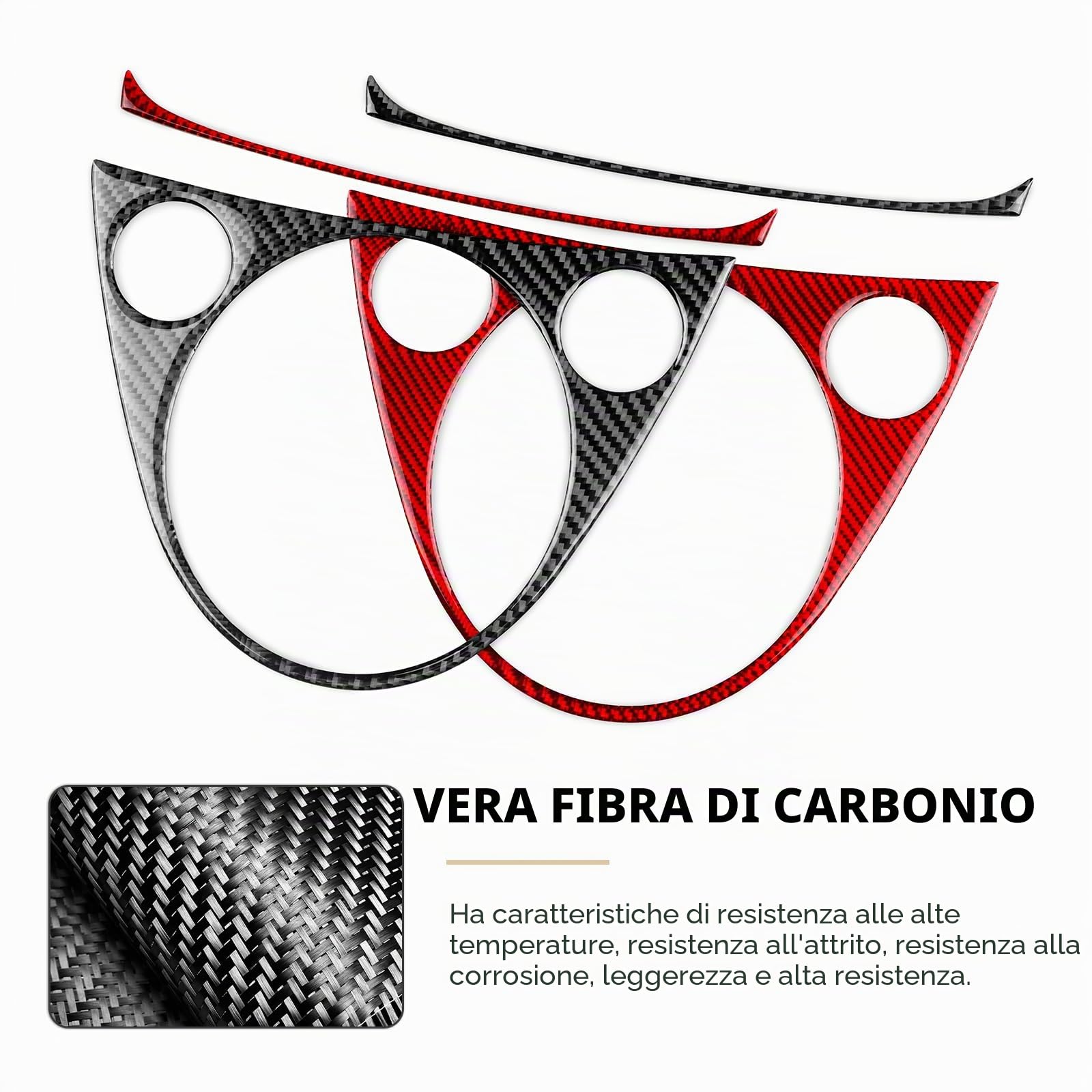 KUNGKIC Per Fiat 500 2011-2023 Abarth 595 695 2016-2023 Centrale Auto Console Decorazione Pannello Leva Cambio Cambio Telaio Interno Fibra di Carbonio Accessori Regalo (Nero Trasmissione Manuale)