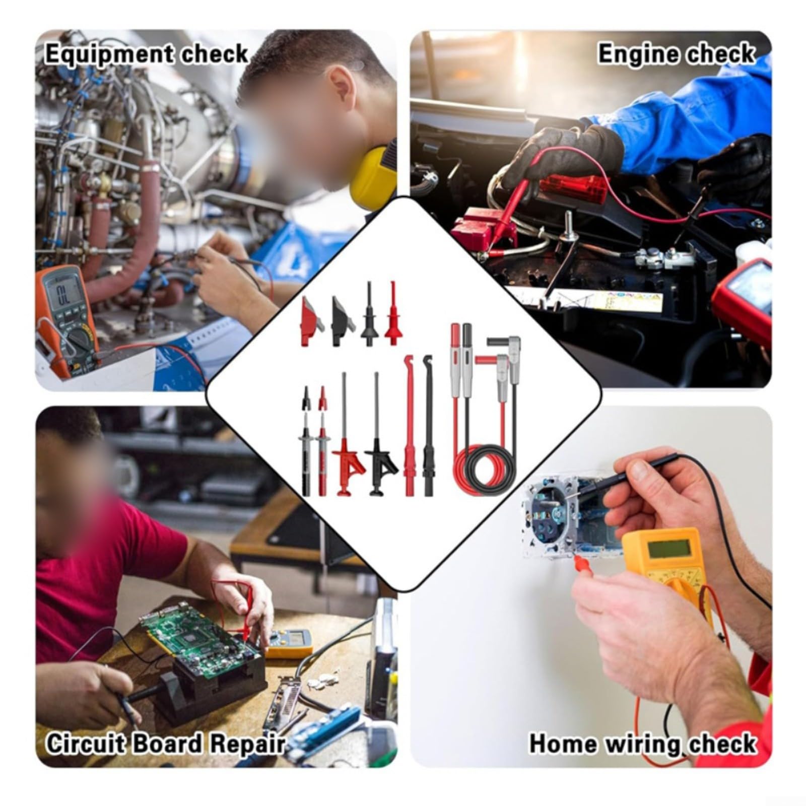 12-teiliges Multimeter-Testset mit Silikonkabeln für Auto & Elektronik