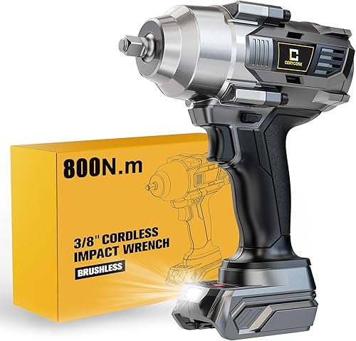Miniatura 11 de Llave de impacto inalámbrica para batería Dewalt 250FT-LBS 3/8 pulgadas 340N.m Pistola de impacto compacta sin escobillas eléctrica incluye luz de