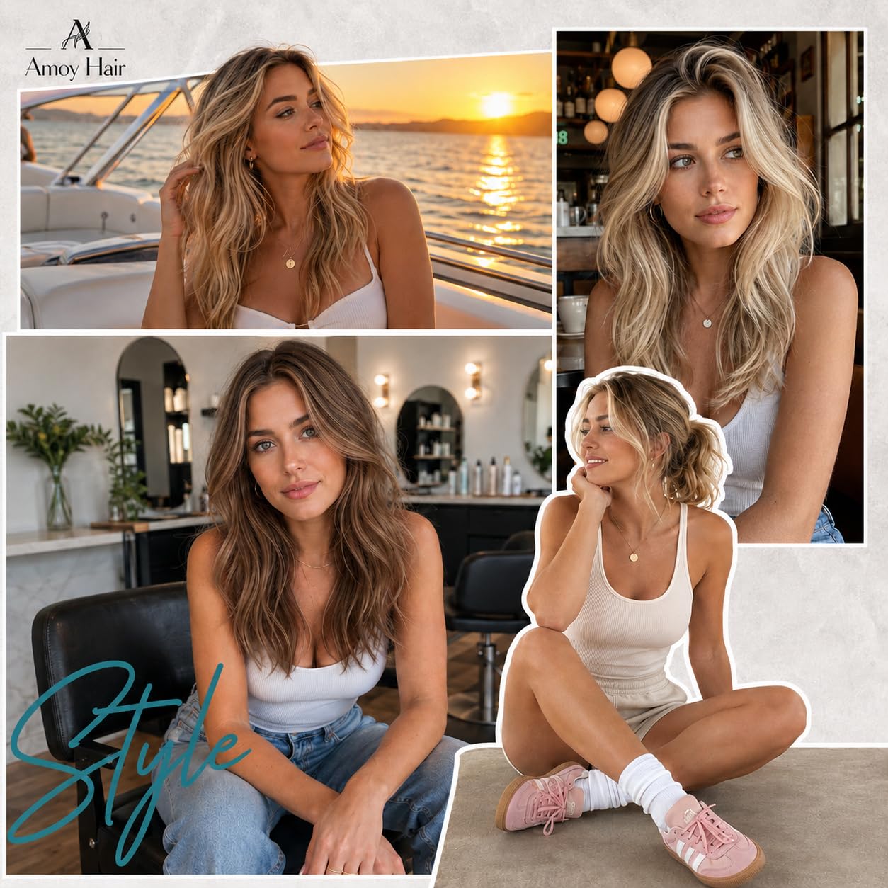 Butterfly Weft Hair Extensions Real Remy Human Hair for Fine Hair - Invisible PU Hole Double Weft, 18 Inch 100g #60/9A Ombre Blonde Balayage for Natural Instant Volume