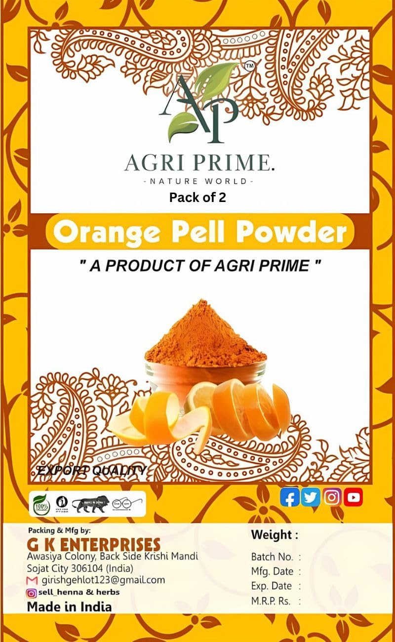Orange Peel Powder - A Premium Product by Agri Prime 50 Gram Pack Of 2