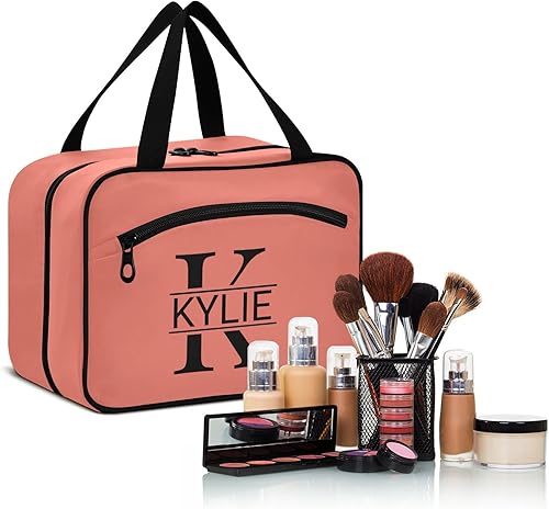 Miniatura 133 de Sinestour Neceser personalizado para mujeres y hombres, organizador de maquillaje de viaje con gancho para colgar, bolsas de cosméticos, bolsa