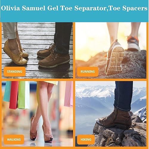 Miniatura 5 de Olivia Samuel Separador de dedos de gel, espaciadores de dedos, corrector de juanetes, almohadillas de cojines para juanetes para evitar roces y