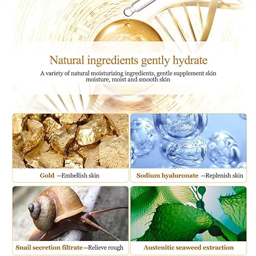 Miniatura 6 de Ofanyia Esencia de ácido hialurónico de lámina de oro de 24 K, líneas finas suaves hidratantes, antienvejecimiento, elimina arrugas, suero facial