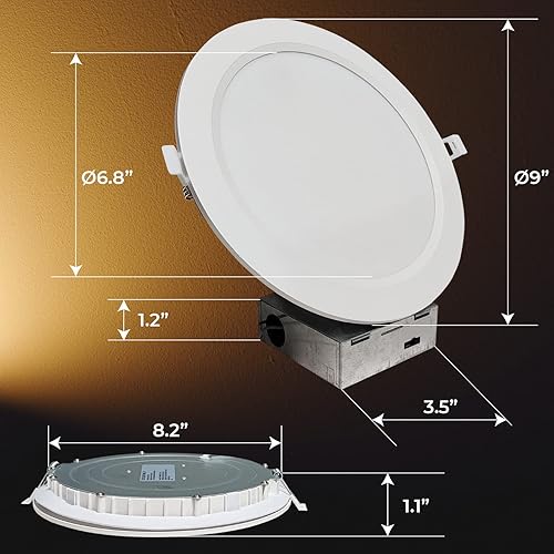 Miniatura 4 de Luz LED de techo redonda empotrable de 8" 25W regulable. 5CCT (2700K3000K3500K4000K5000K seleccionable) 2125 lúmenes, caja de conexiones incluida