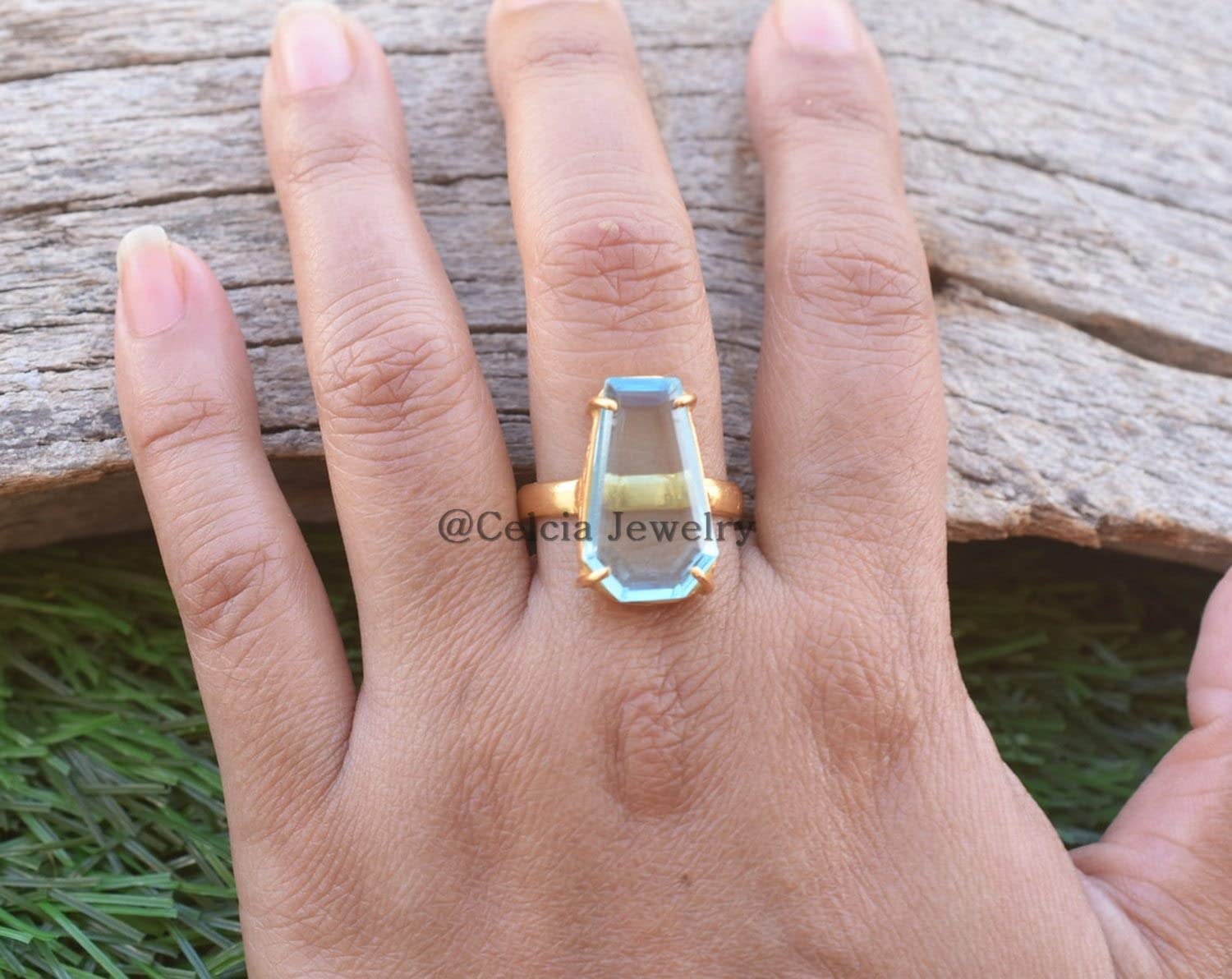 Anillo llamativo con piedras preciosas de topacio, regalos de cumpleaños para hombres y mujeres, regalos de aniversario para papá, mamá, regalos de compromiso para él, ella
