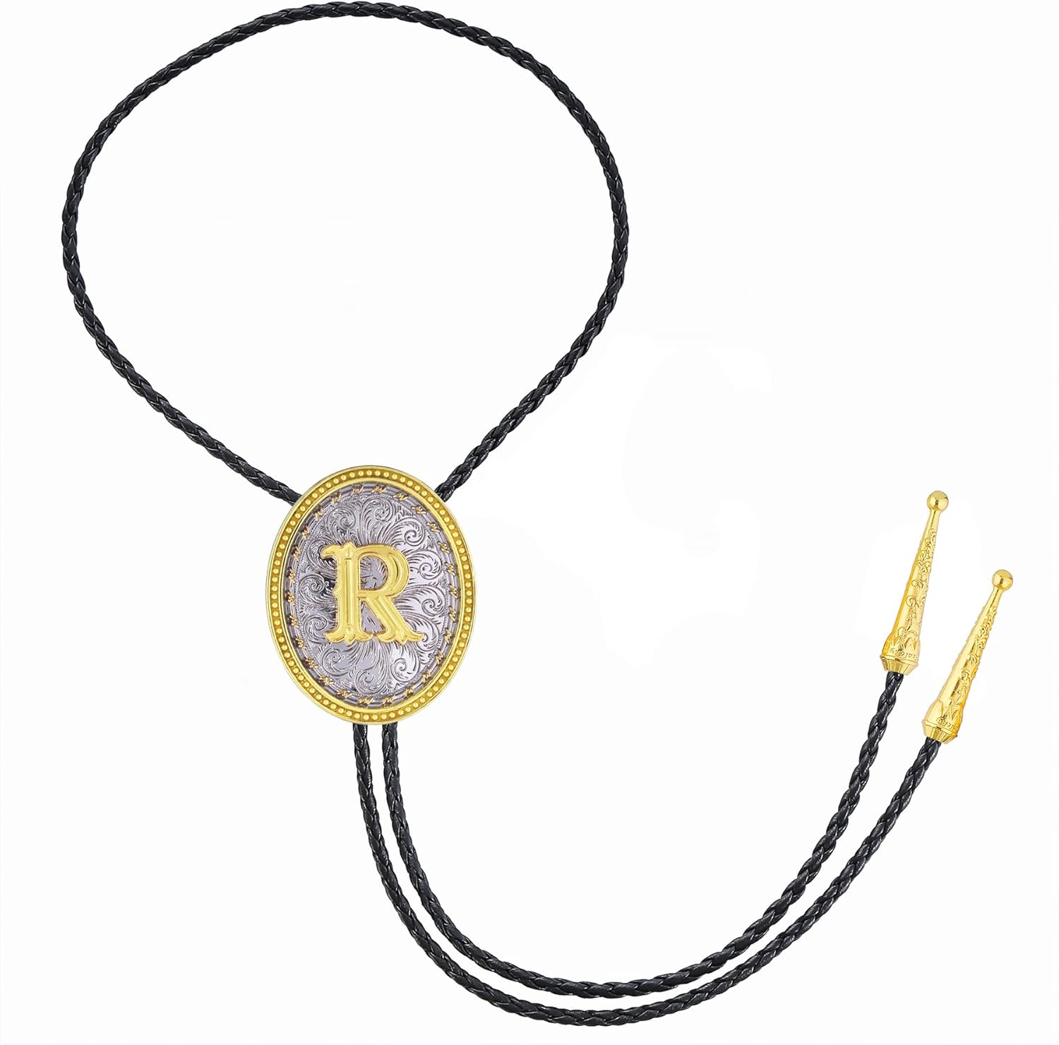 GelConnie Western Ties for Men Gold Bolo Tie Initial Letter A to Z Native American Bola Ties Cowboy Accessories for Men Women - Image 7