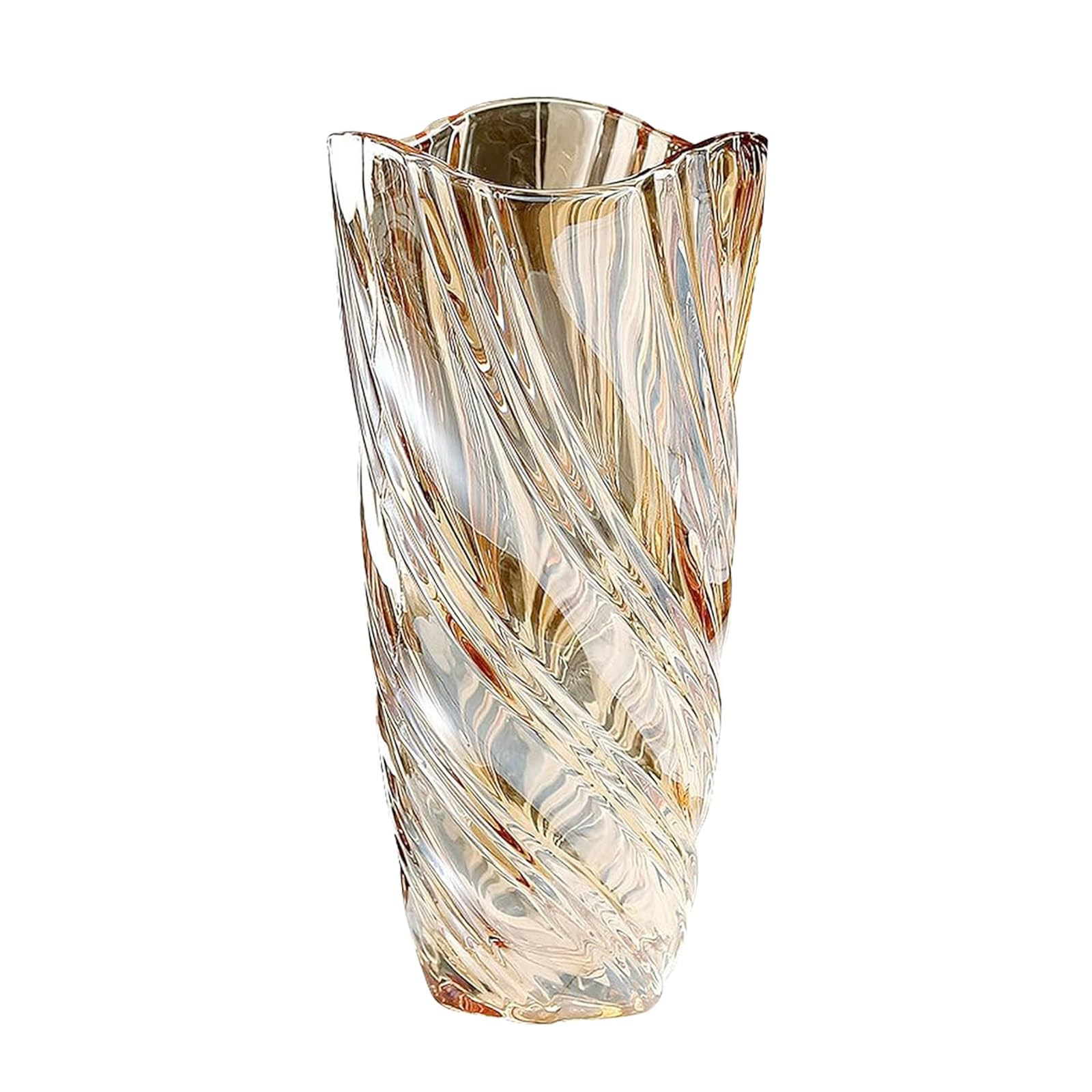 AiiBowy Vase for Flowers, Tall 24cm Glass Vases, Twill Tall Crystal Flower Vase, Bohemian Crystal Vase, for Table Decoration Living Room Home Decor for Women (Twill-Transparent)