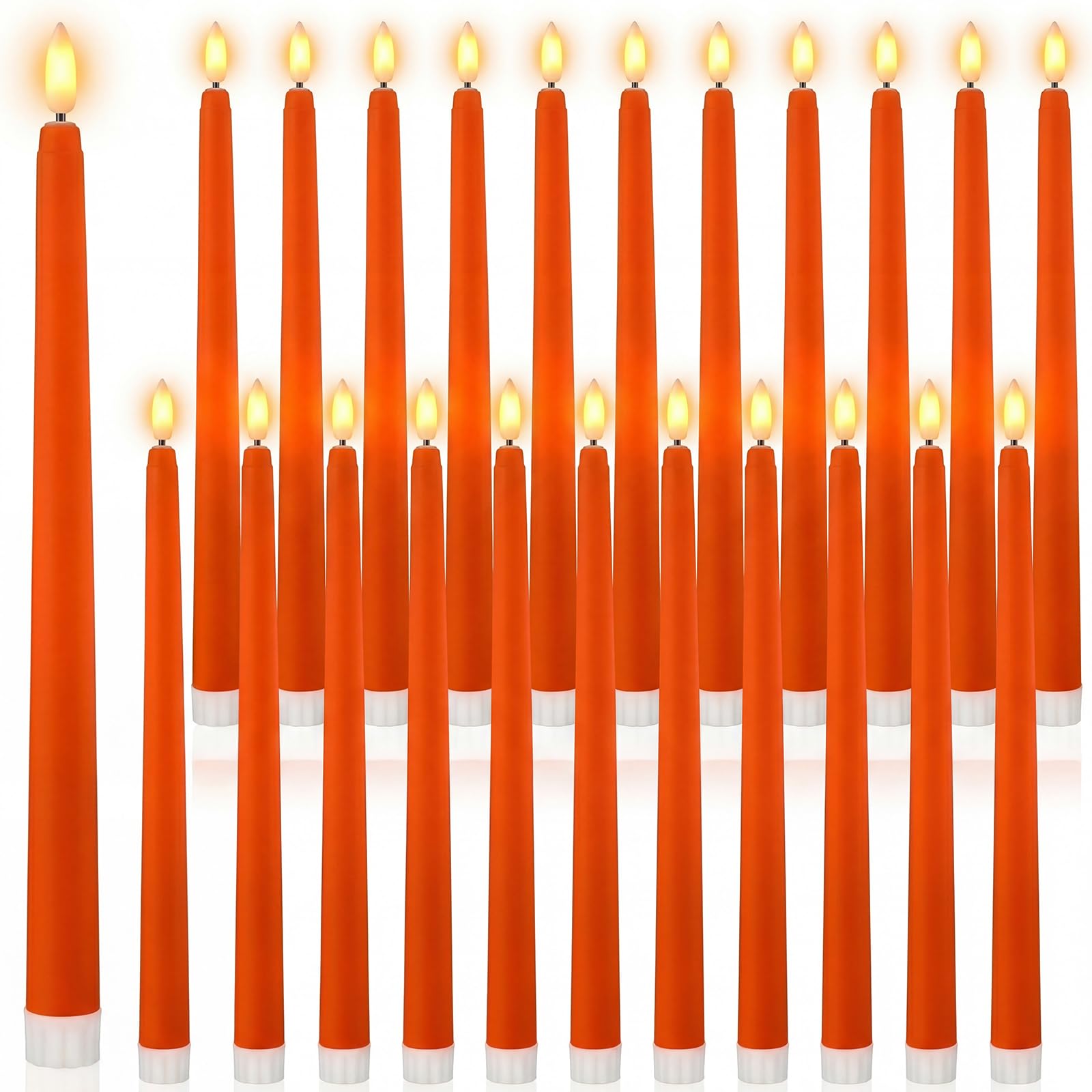 Macarrie 24 Packs Flameless Taper Candles Battery LED 11",Orange