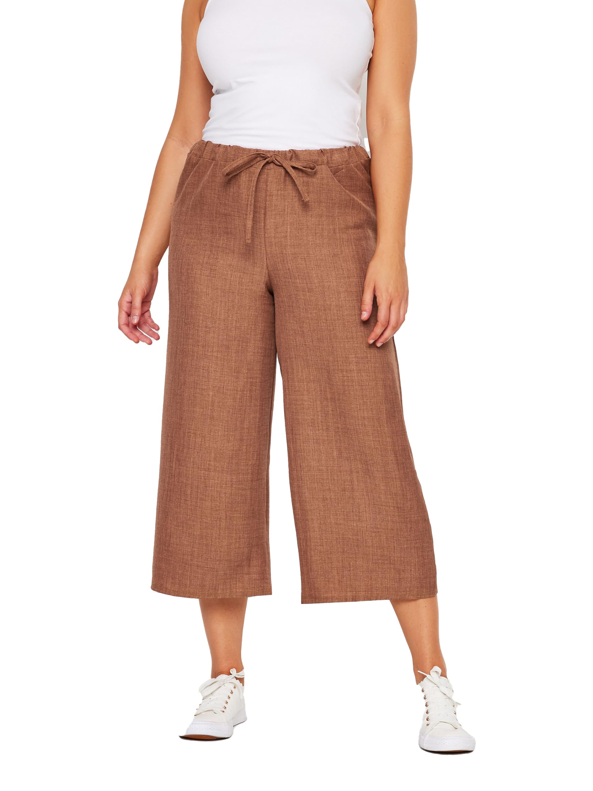 M&Co Women's Brown Rust Linen Look Culottes