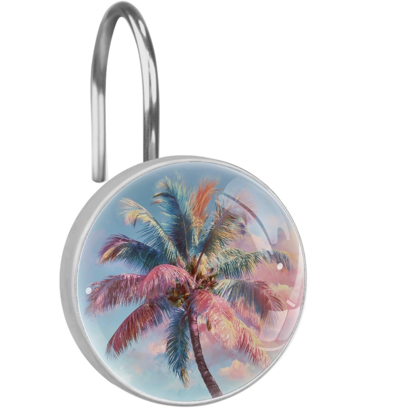VAPOKF Shower Curtain Hooks, 12PCS Pastel Palm Tree Shower Curtain Hook for Bathroom Decors Home Bedroom