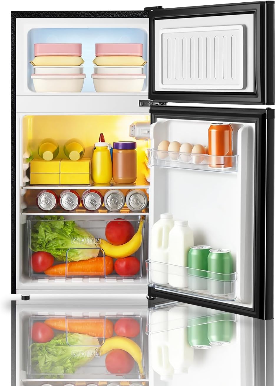 Mini Frid with Freezer, 3.2 Cu.Ft, 2 Doors pact Mini Refrirator