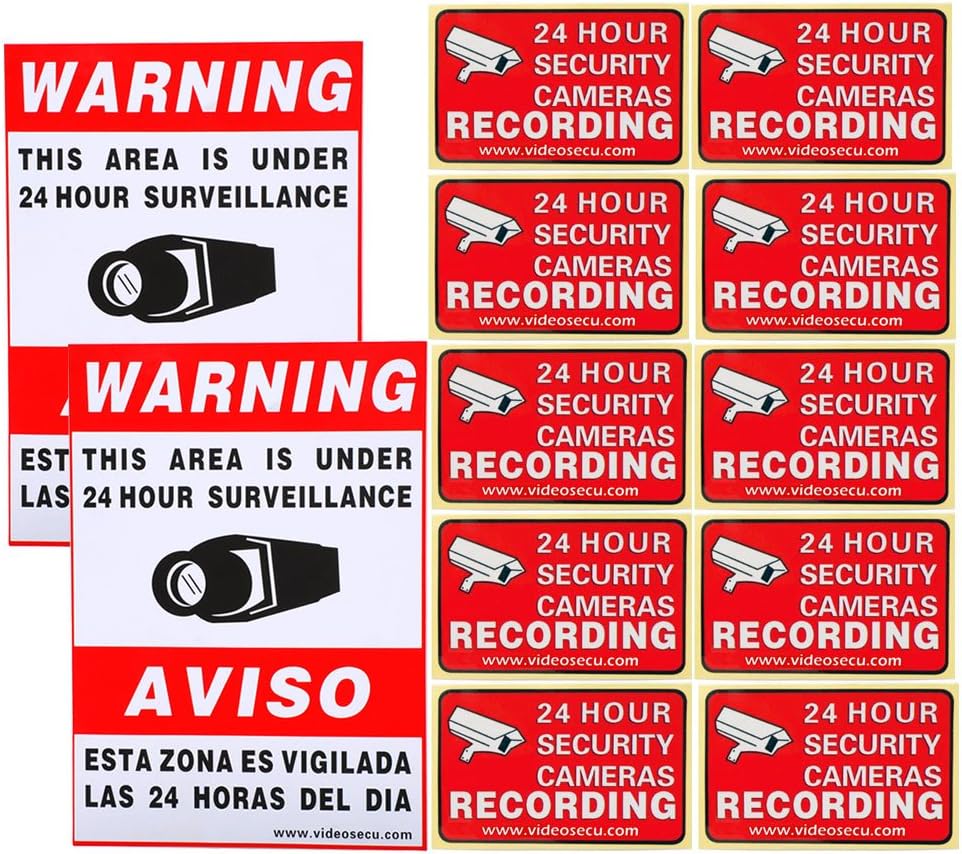 VideoSecu 12 Home CCTV Surveillance Security Camera Video Sticker Warning Decal Window Alarm Signs CKK