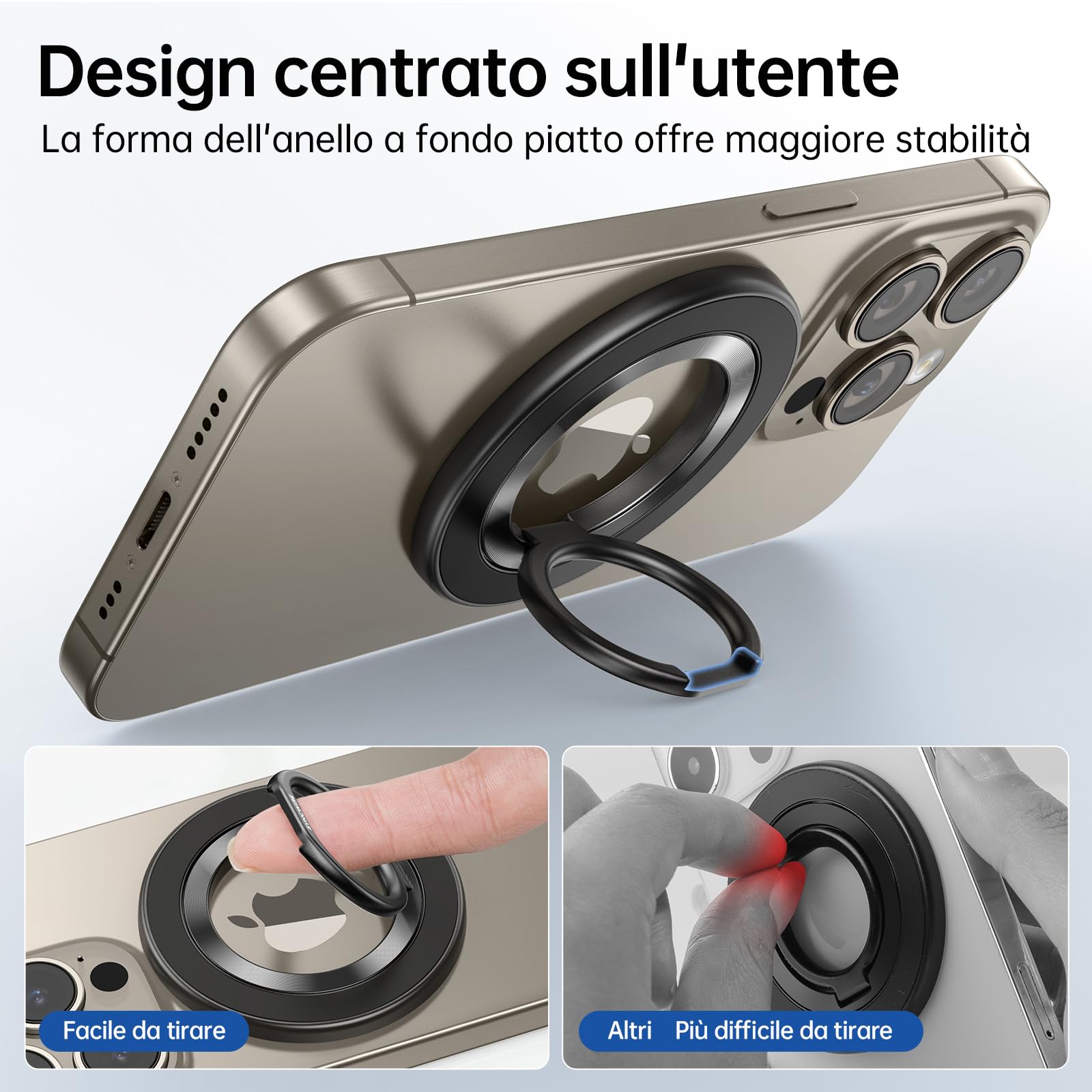 SYNCWIRE Supporto ad Anello Magnetico per Cellulare per MagSafe, Anello per Impugnatura per Supporto per Dito con Magnetico su Due Lati Compatibile con iPhone 17 Pro Max 16 15 14 13 12, Android, etc.