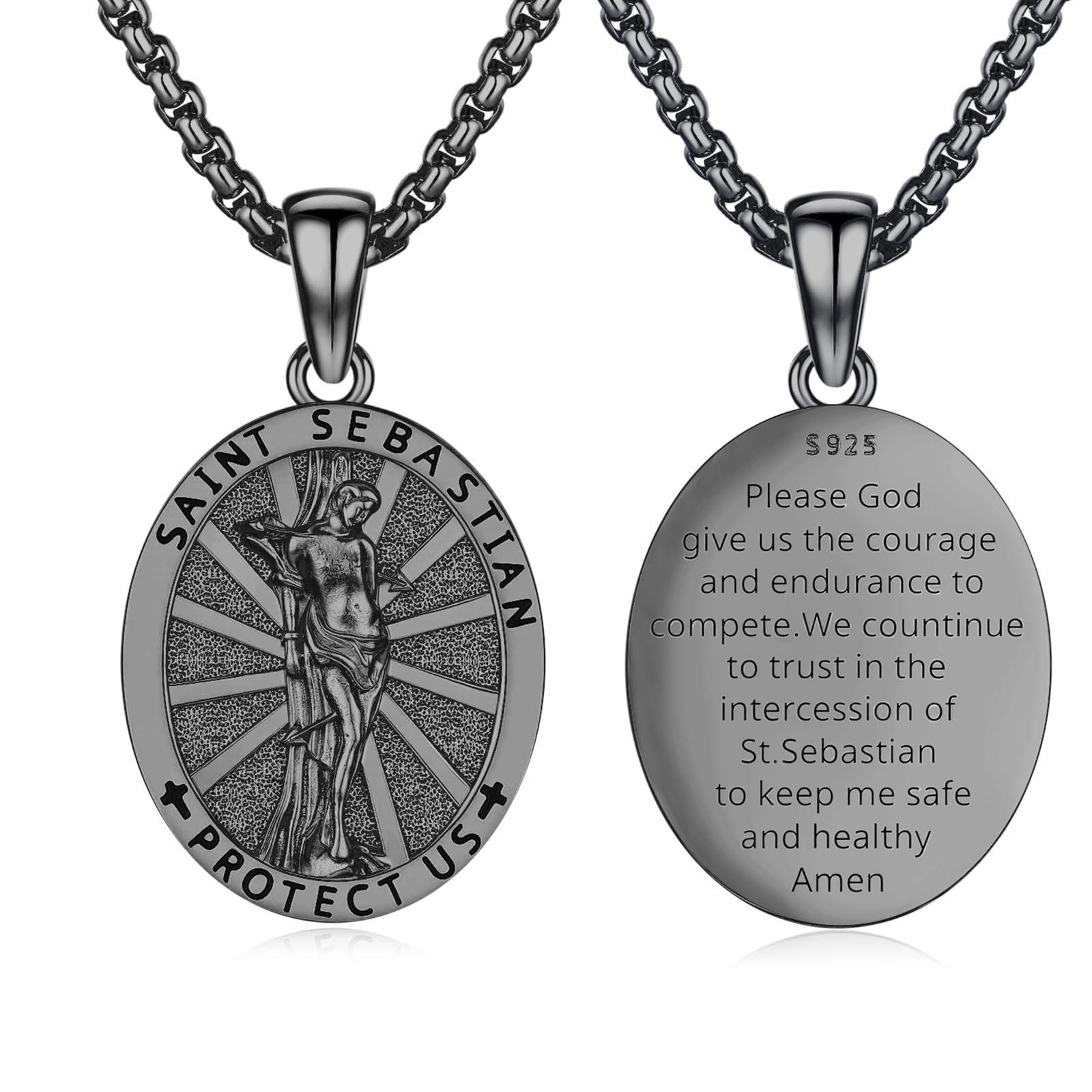 Silver/14K Gold Patron Saint Medal Amulet Necklace for Men Women