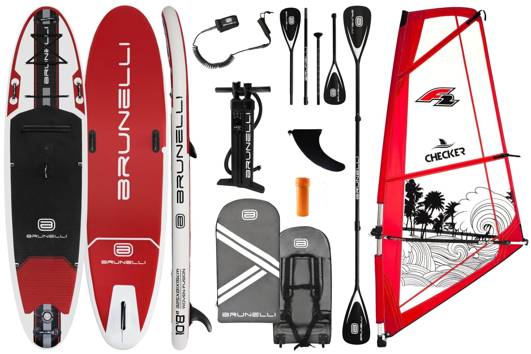 BRUNELLI Windsurf - Tabla de surf hinchable de doble capa (10,8 unidades, 4,5 m²)