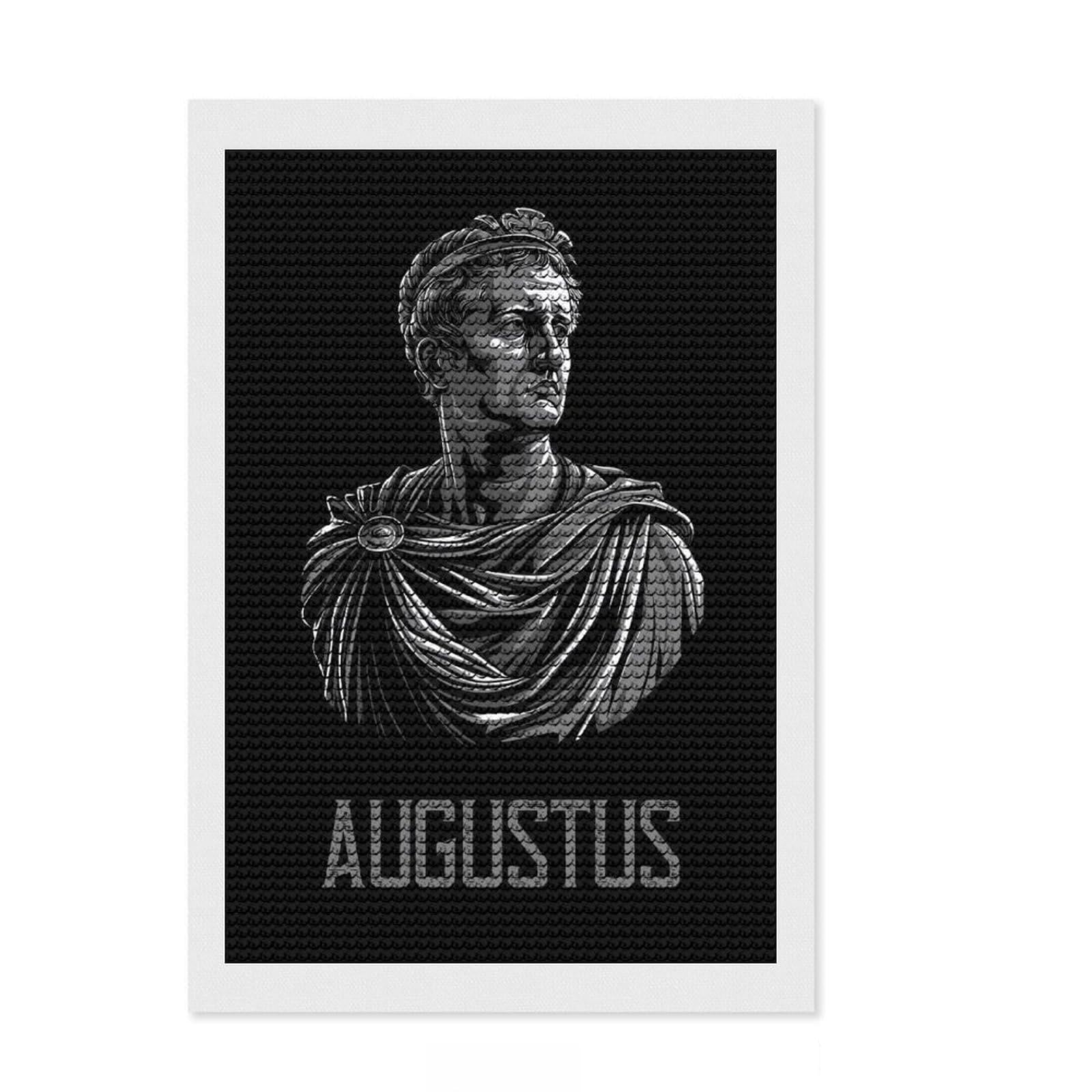 Junmoney Emperor Augustus Round Drill Diamond Painting 8"x12", for Women, Complete Accessories, Festive Craft Gift, Vintage Style Decor