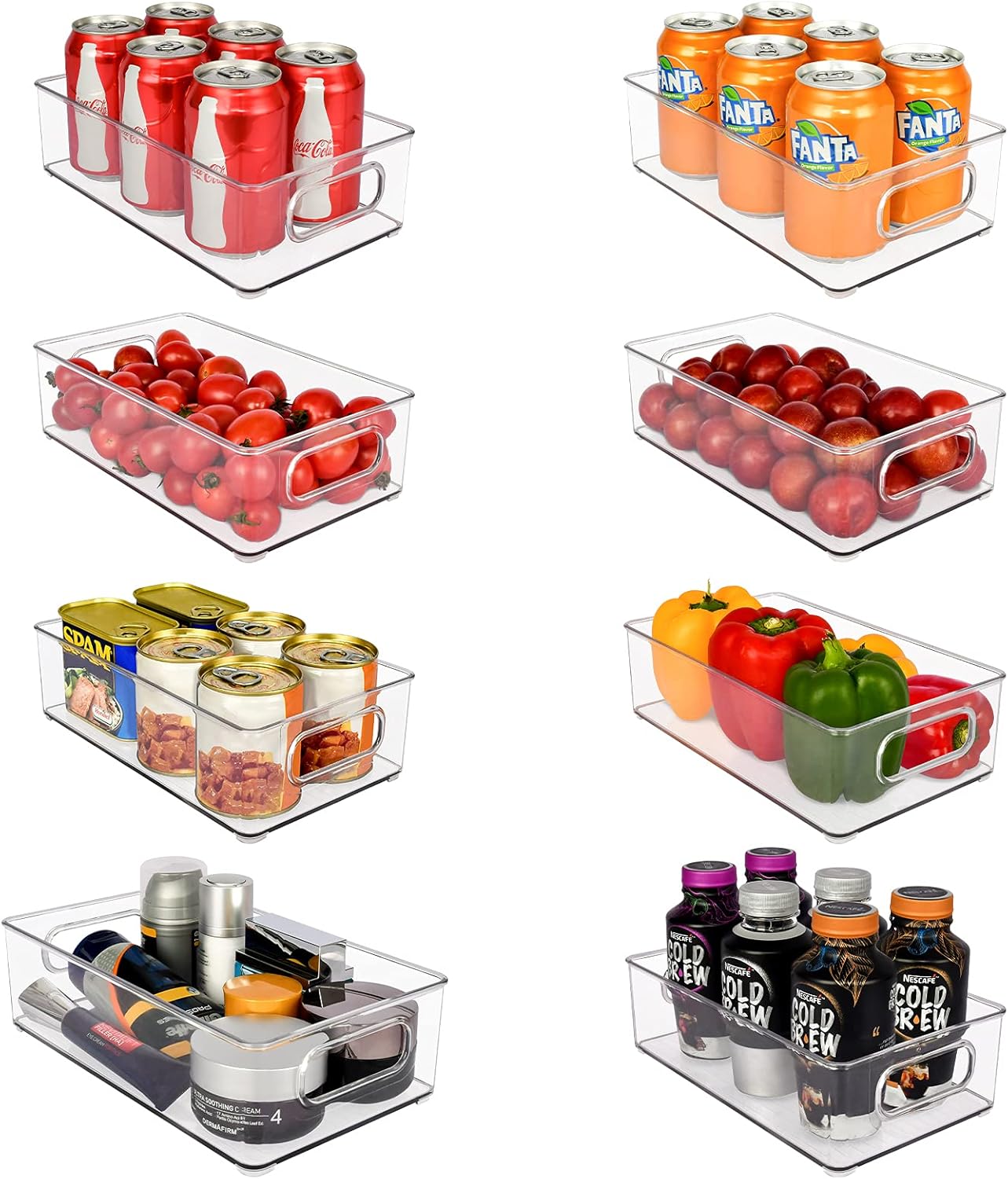 Buy Set Of 8 Refrigerator Organizer Bins Stackable Fridge Plastic