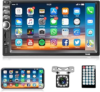 Car Radio Double Din Car Stereo, Rimoody 7 Inch Touch Screen Car Radio with Bluetooth Mirror Link USB FM Radio Audio Receiver Head Unit with Backup Camera Remote Control