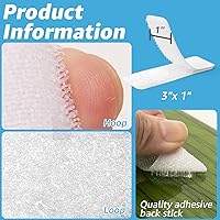 Vista 2 de Art3d - 48 juegos de cinta adhesiva de velcro de 3 pulgadas x 1 pulgada, tira adhesiva de doble cara, resistente, color blanco
