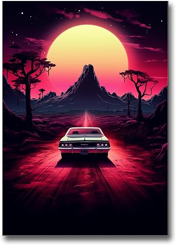 Miniatura 1 de Unique Synthwave Style Retro Art, 80s style art, framed poster print, guest room art, cool living room art, Wall Art, poster