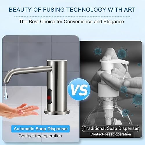 Miniatura 3 de Dispensador automático de jabón sin contacto para fregadero de cocina y baño, dispensador de jabón eléctrico integrado, sensores infrarrojos,