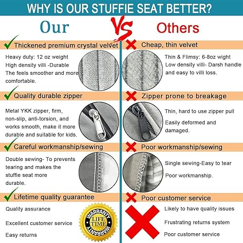 Miniatura 5 de Bchway Family Funda para puf de almacenamiento de animales de peluche, bolsa de puf de animales de peluche para niños y adolescentes, súper suave y