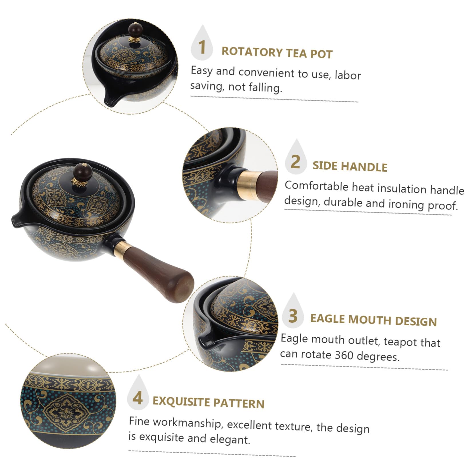 Cabilock Tetera y Diseño Cómodo Capacidad Moderada de Cerámica Mango Lateral Fácil de Usar para Preparar Té en Casa para Infusiones Tradicionales