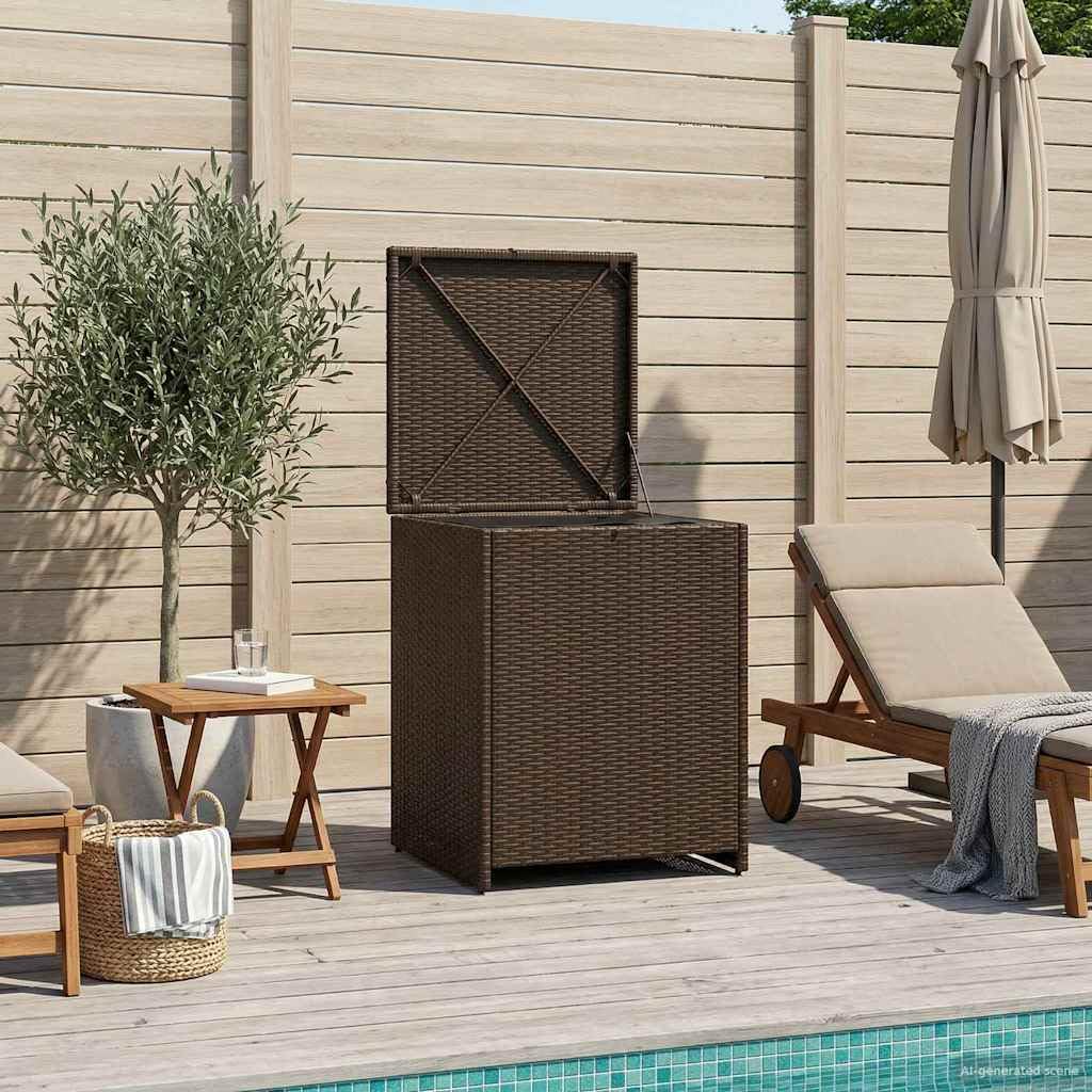 Kissenbox aus Stahl 55 x 55 x 69 cm wetterfeste Gartenbox mit verstellbaren Füßen, Innenfutter für Auflagen und Outdoor Zubehör, praktische Terrassenbox für Balkon und Gartenlagerung