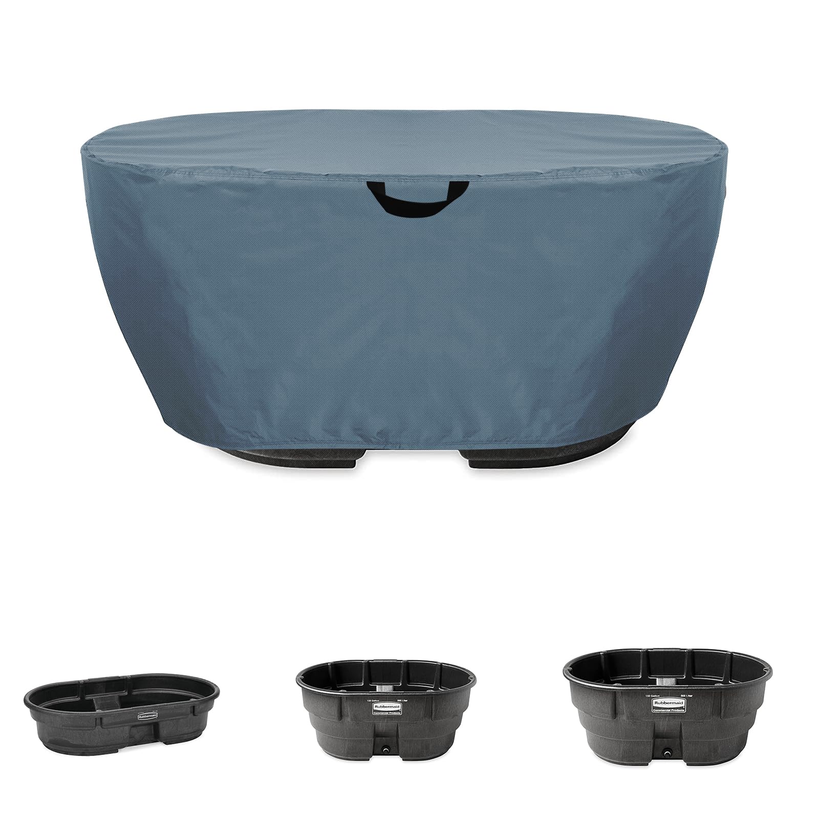 WORUO Waterproof Stock Tank Cover?Keep Your Stock Tank and Pool Clean, Keep Leaves and Debris out, Tear-Resistant and UV Resistant for Dustproof Weather Resistant (for 100 Gallon Oval Tank)